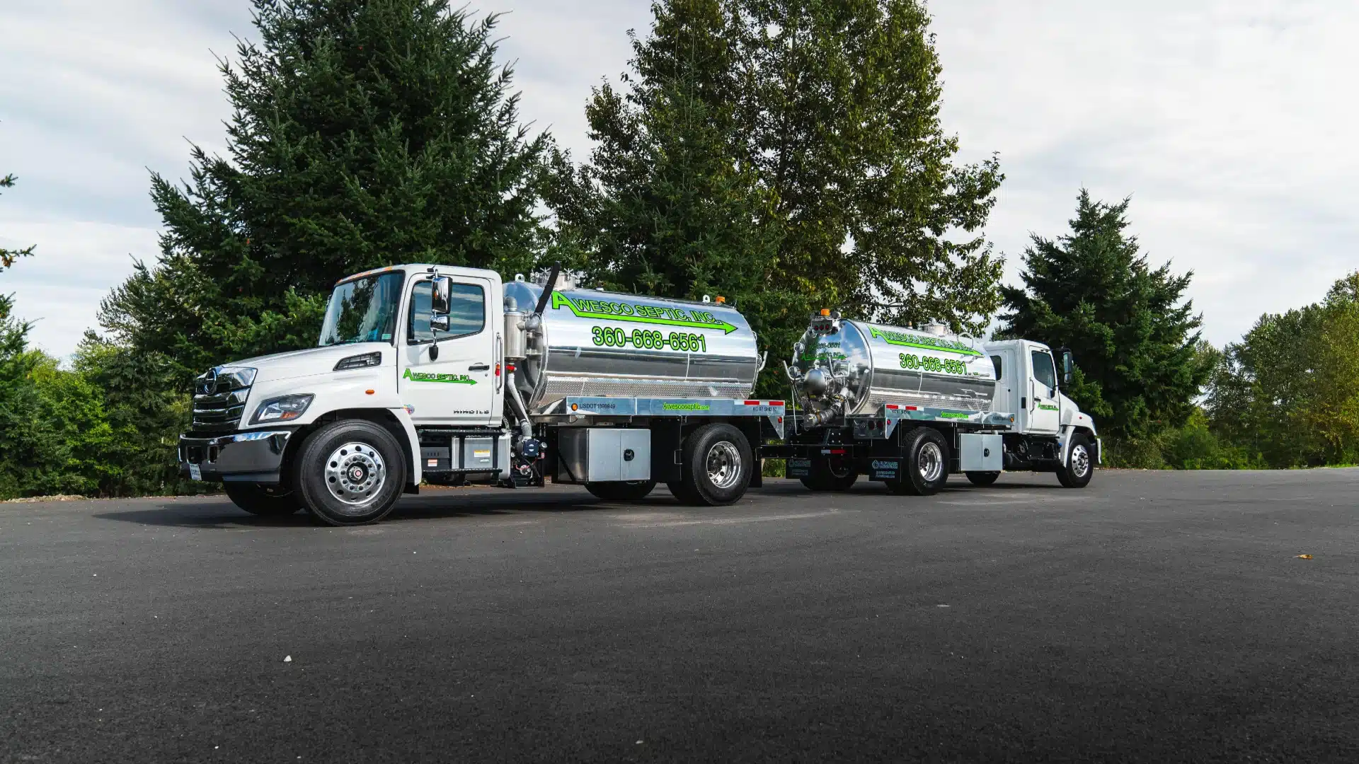 A Wesco Septic truck and technician ready to serve